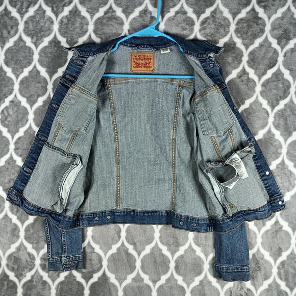 Levis Trucker Jacket Women Large Denim Classic Western Button Front Type 3 - Picture 4 of 10
